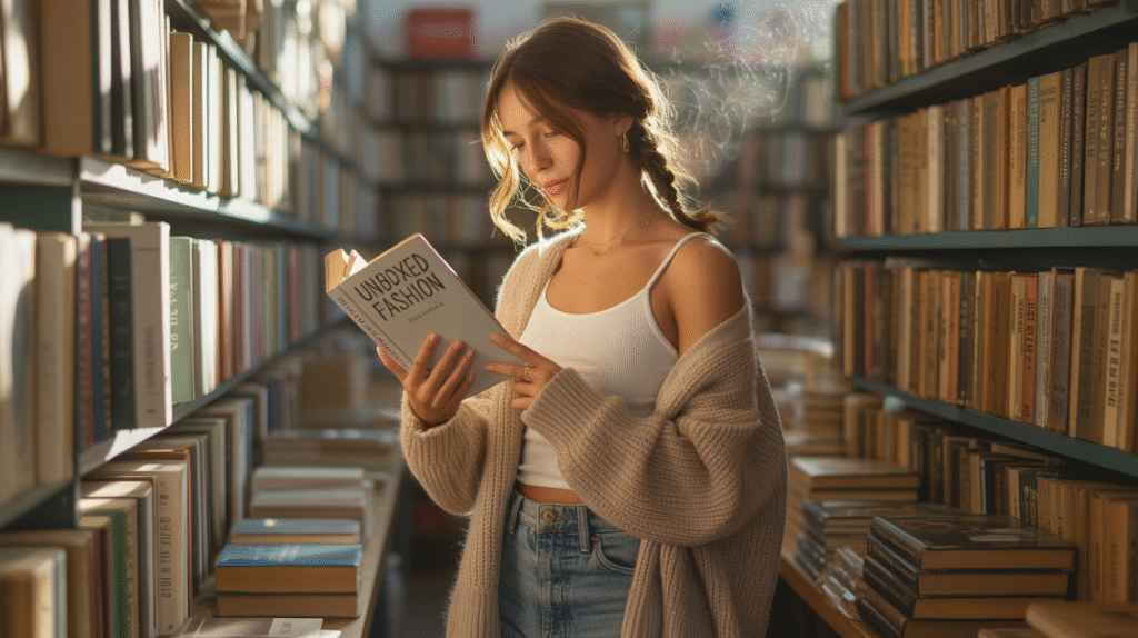 A woman wearing a comfortable and versatile layered outfit combo of a cardigan, tank top, and jeans.